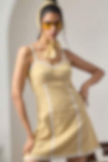 Yellow & White Cotton Strappy Summer Dress by Maisolos at Pernia's Pop Up Shop