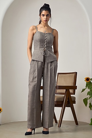 Grey Matka Cotton  Co-Ord Set by Maisolos