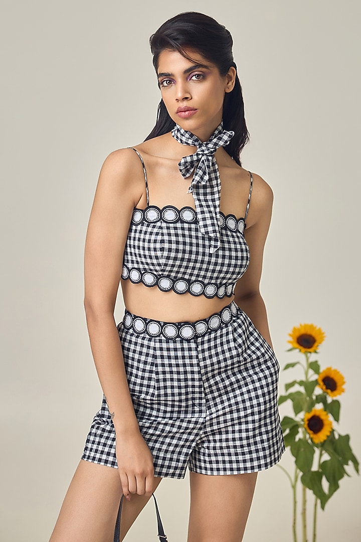 Black & White Cotton Embroidered Co-Ord Set by Maisolos at Pernia's Pop Up Shop