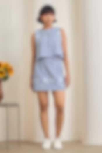 Blue & White Cotton Embroidered Co-Ord Set by Maisolos at Pernia's Pop Up Shop