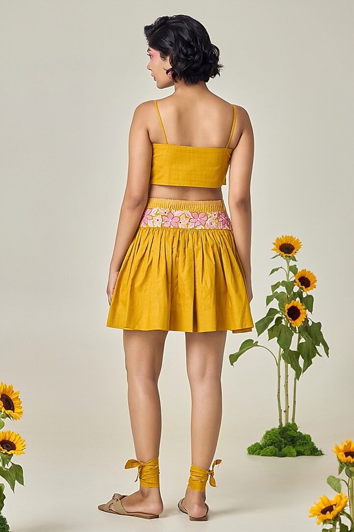Mustard Cotton Linen Embroidered Co-Ord Set by Maisolos at Pernia's Pop Up Shop