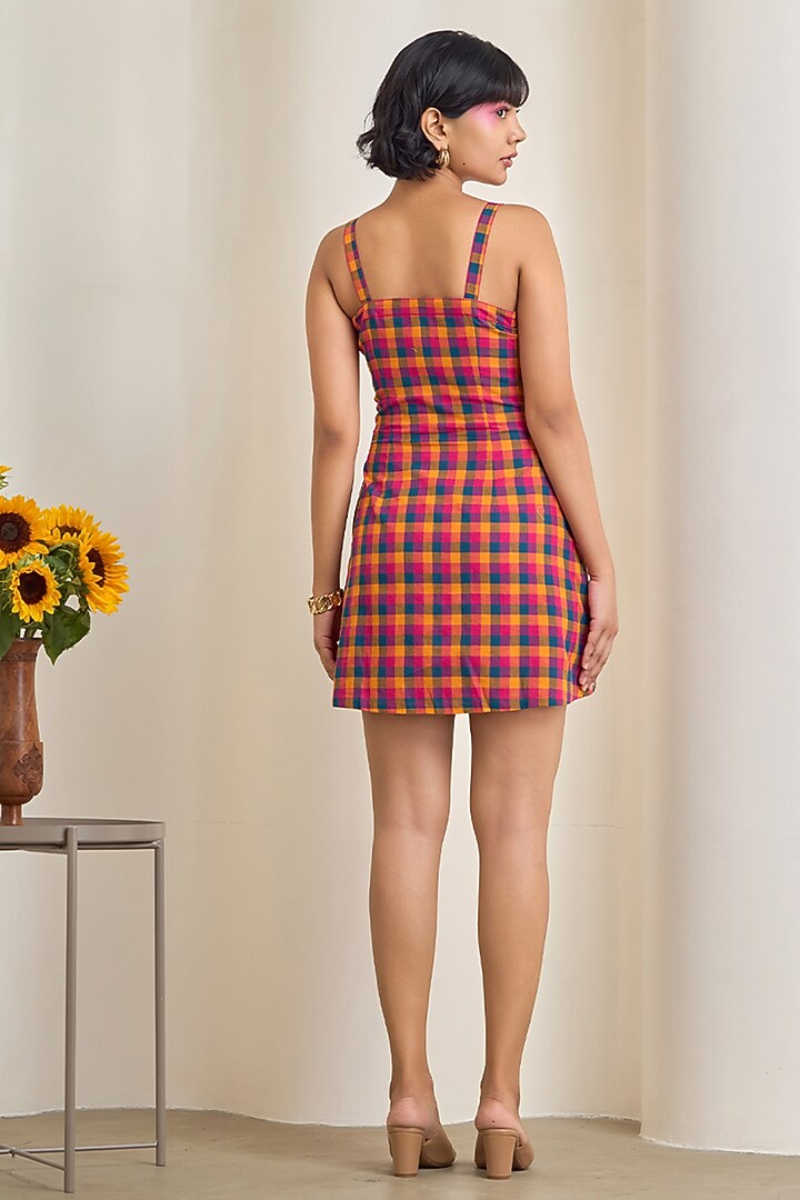 Multi-Colored Cotton Checkered Mini Summer Dress by Maisolos at Pernia's Pop Up Shop