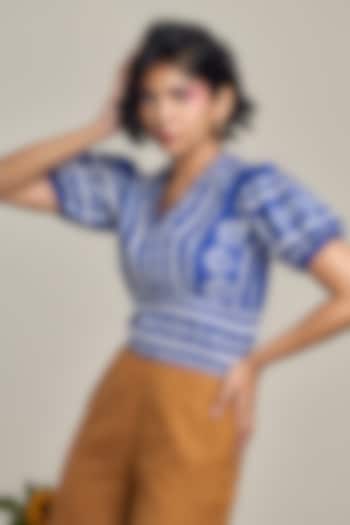 Blue Cotton Linen Top by Maisolos at Pernia's Pop Up Shop