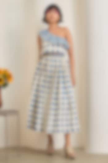 Blue & White Cotton Printed Skirt Set by Maisolos at Pernia's Pop Up Shop