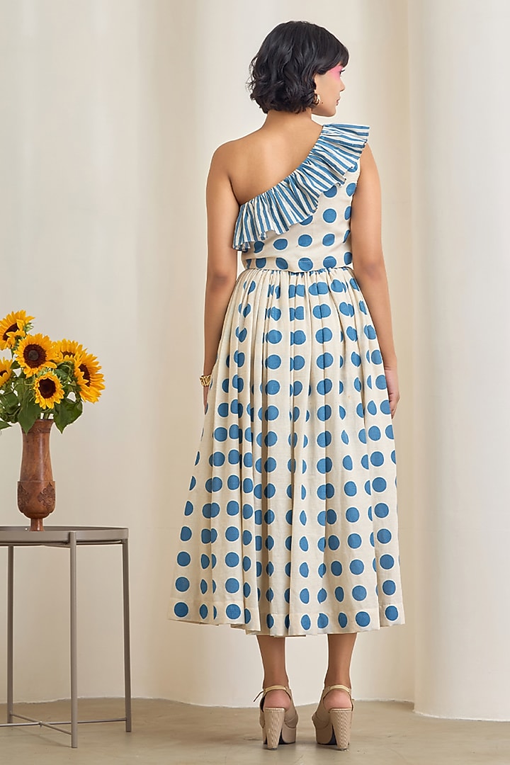 Blue & White Cotton Printed Skirt Set by Maisolos at Pernia's Pop Up Shop