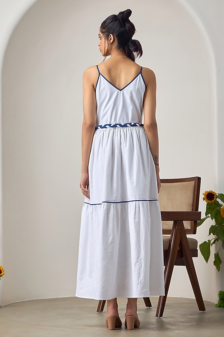 White Linen Embroidered Summer Dress by Maisolos at Pernia's Pop Up Shop