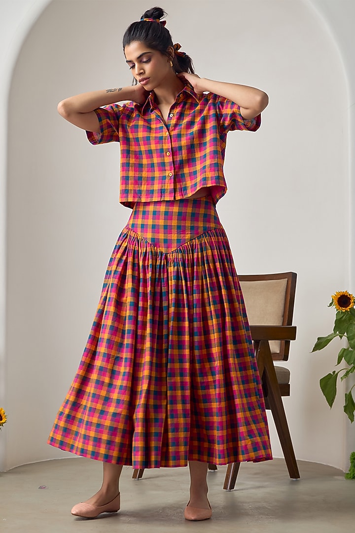 Multi-Colored Cotton Checkered Co-Ord Set by Maisolos at Pernia's Pop Up Shop