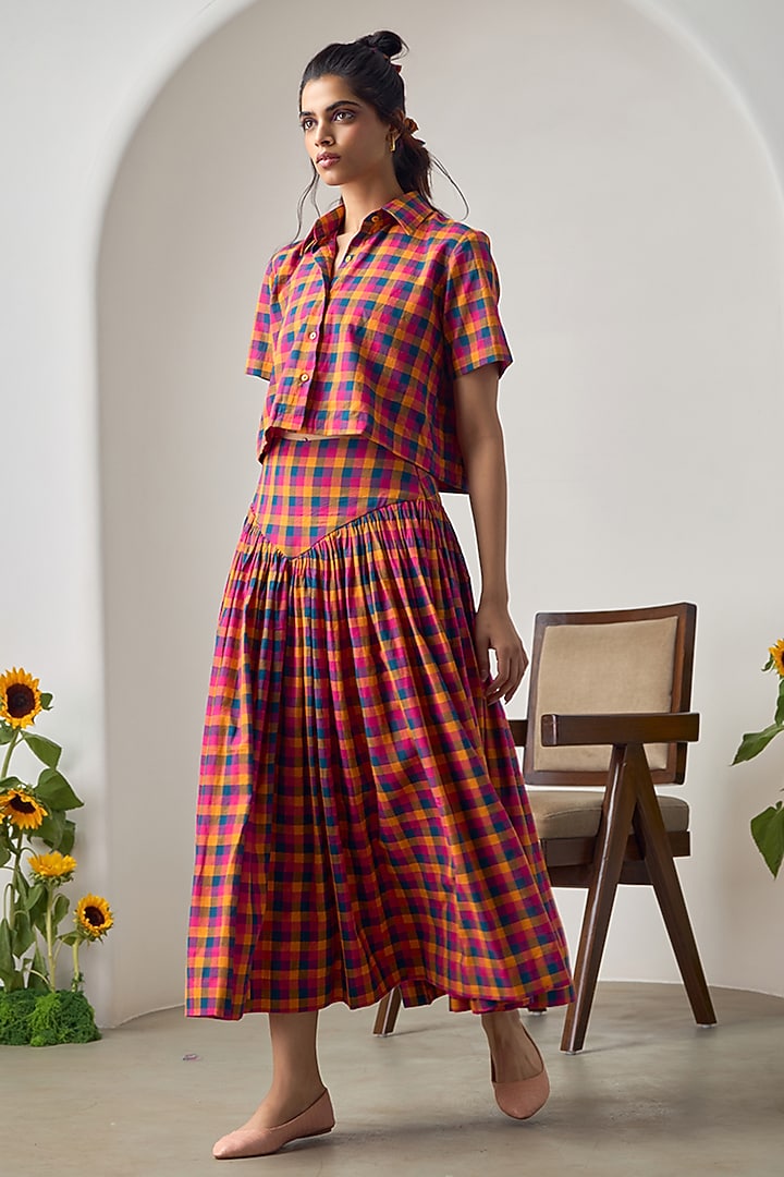 Multi-Colored Cotton Checkered Co-Ord Set by Maisolos at Pernia's Pop Up Shop
