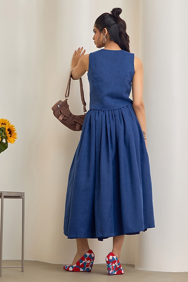 Navy Blue Jute Linen Co-Ord Set by Maisolos at Pernia's Pop Up Shop