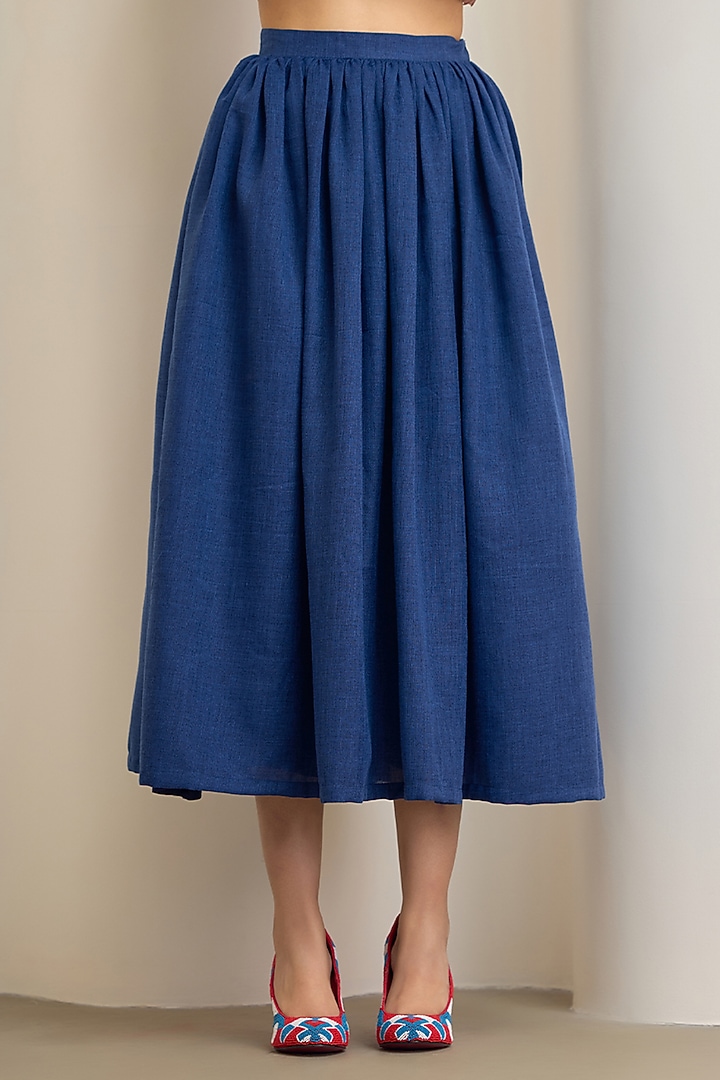 Navy Blue Jute Linen Co-Ord Set by Maisolos at Pernia's Pop Up Shop