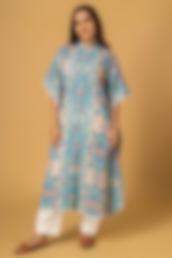 Blue Cotton Abstract Printed Tunic by Maisolos at Pernia's Pop Up Shop