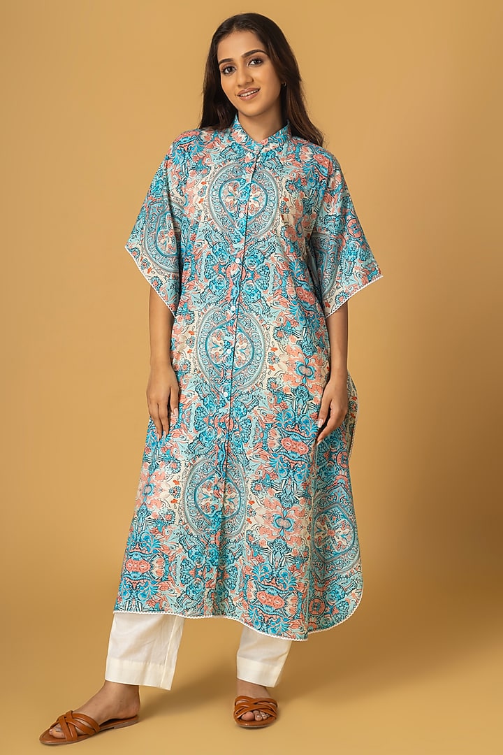 Blue Cotton Abstract Printed Tunic by Maisolos at Pernia's Pop Up Shop