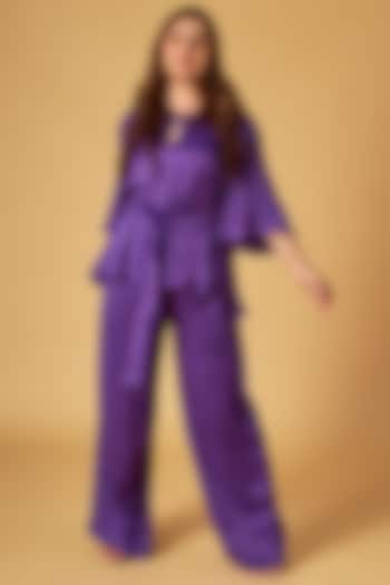 Purple Crepe Satin Co-Ord Set by Maisolos at Pernia's Pop Up Shop