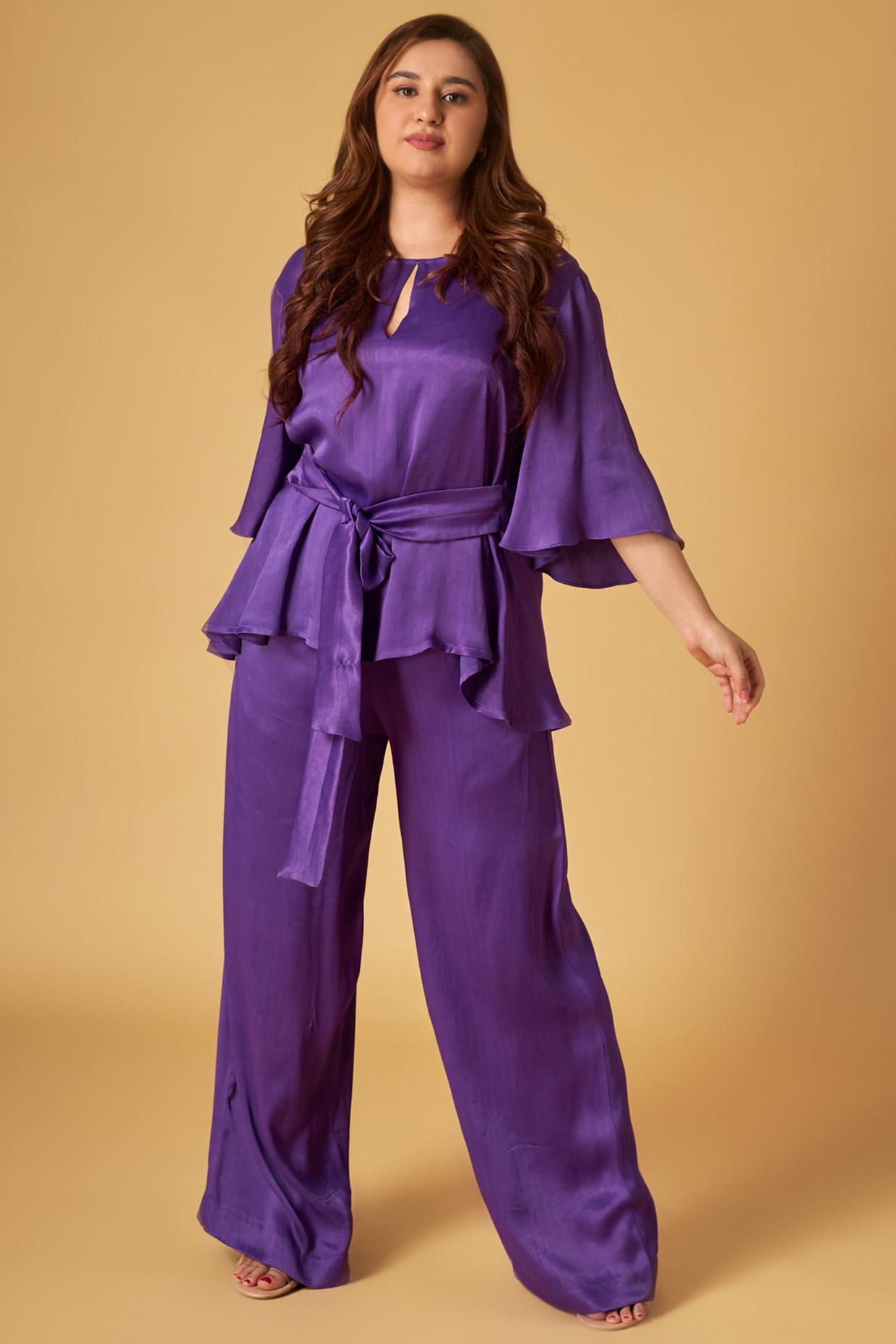 Purple Crepe Satin Co-Ord Set by Maisolos at Pernia's Pop Up Shop