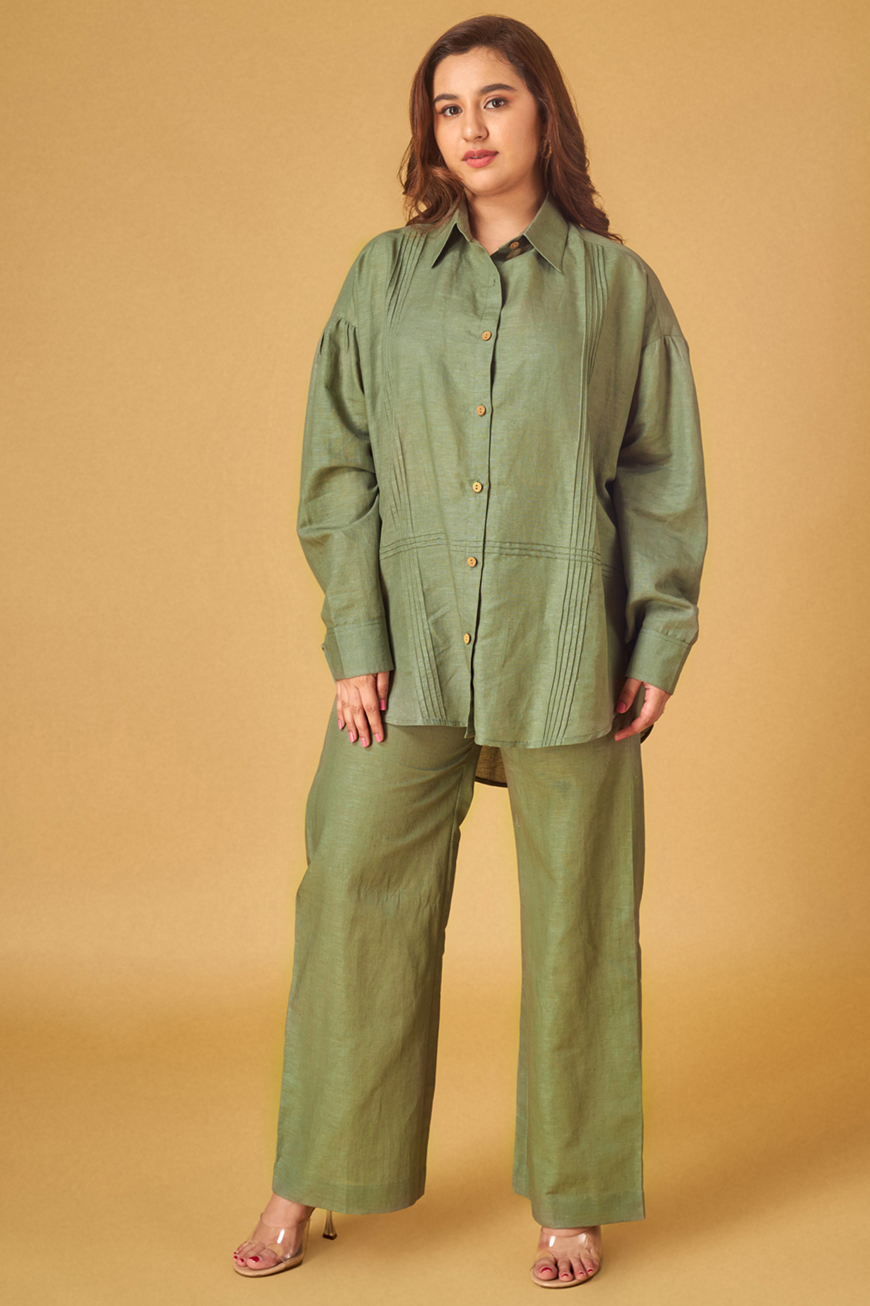 Sage Green Linen Co-Ord Set by Maisolos at Pernia's Pop Up Shop