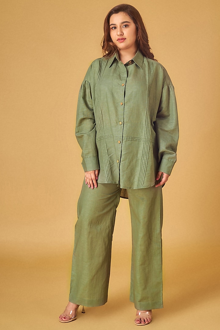 Sage Green Linen Co-Ord Set by Maisolos