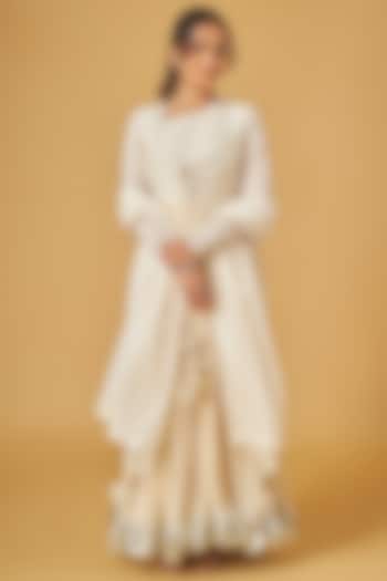 Ivory Cotton Thread Embroidered Kalidar Kurta Set by Maisolos at Pernia's Pop Up Shop