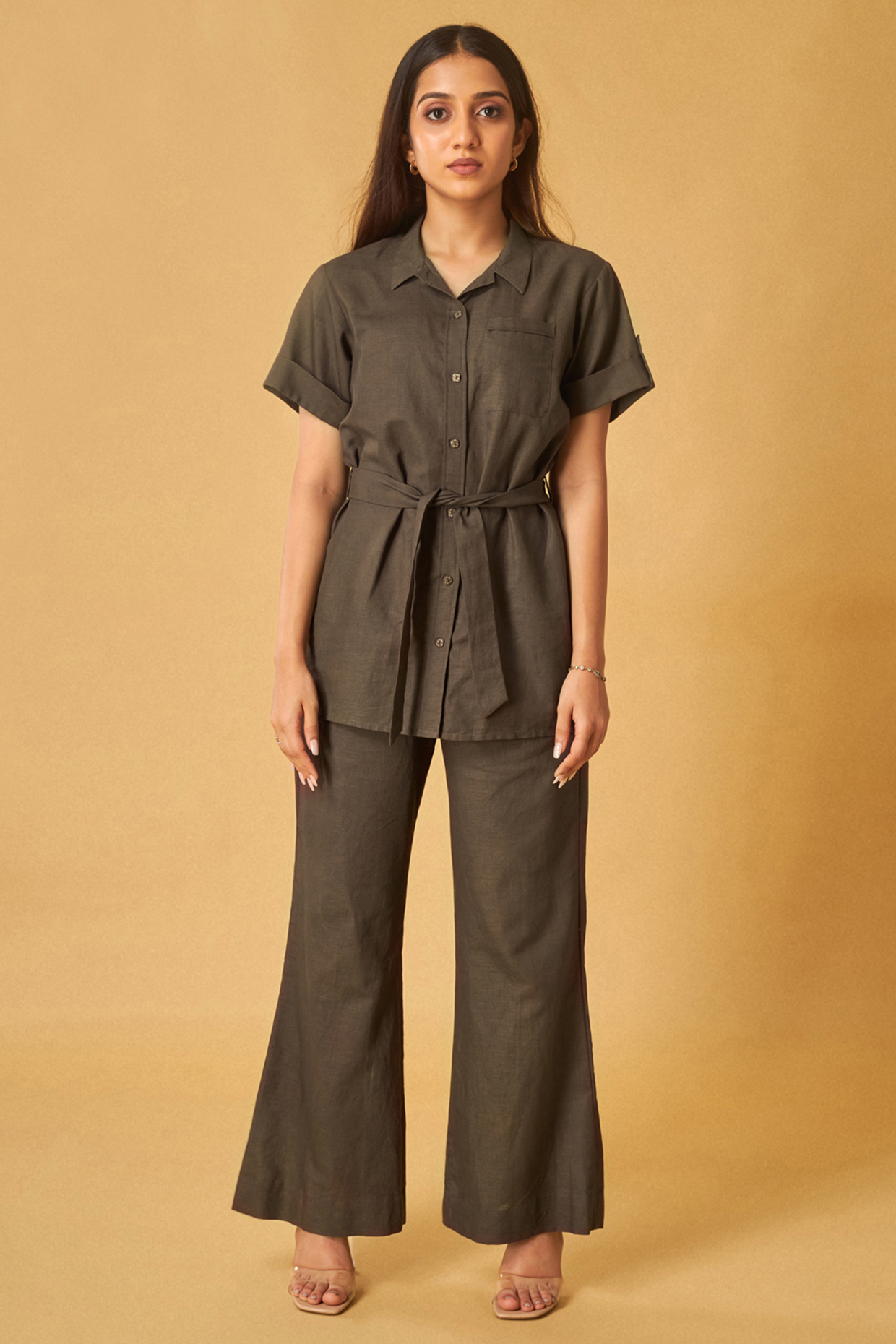 Brown Linen Co-Ord Set by Maisolos at Pernia's Pop Up Shop
