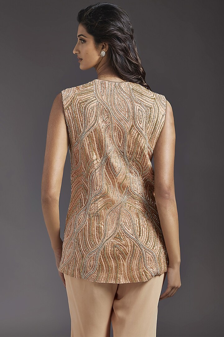 Nude Georgette Wedding Sharara Set by Maisolos at Pernia's Pop Up Shop