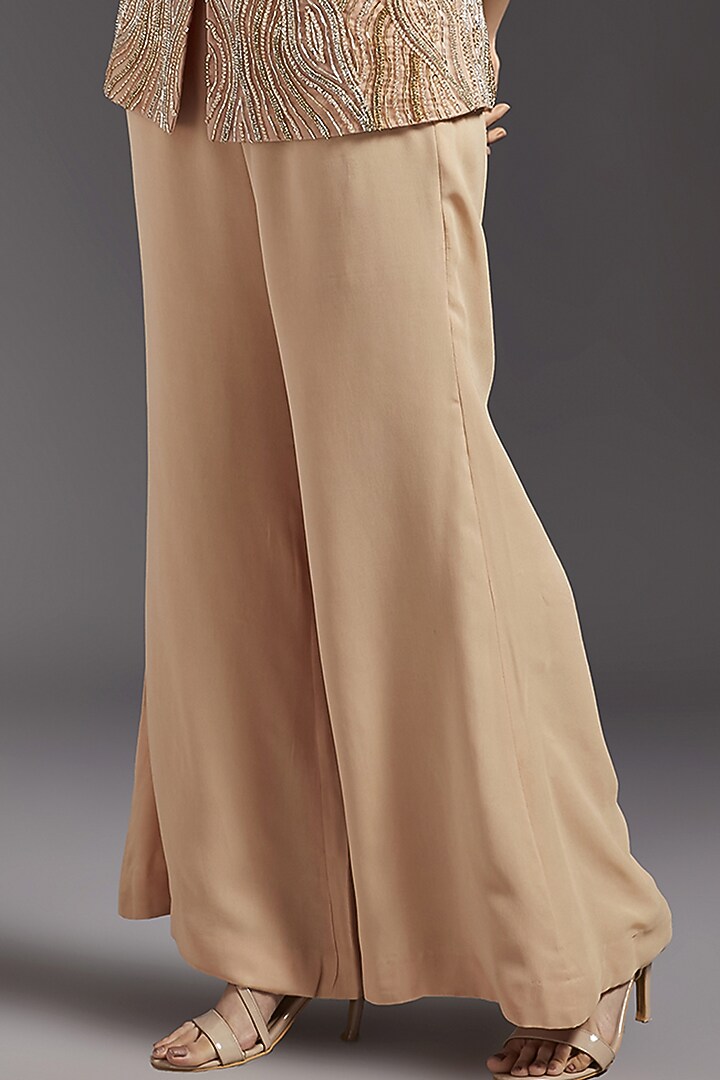 Nude Georgette Wedding Sharara Set by Maisolos at Pernia's Pop Up Shop