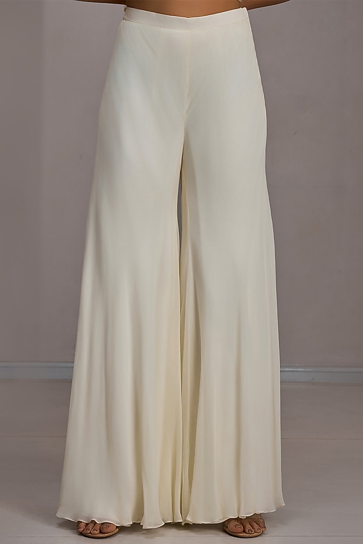 Ivory Georgette Flared Wedding Sharara Set by Maisolos at Pernia's Pop Up Shop