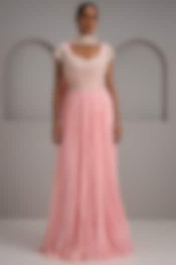 Pastel Pink Net Embroidered Engagement Gown by Maisolos at Pernia's Pop Up Shop