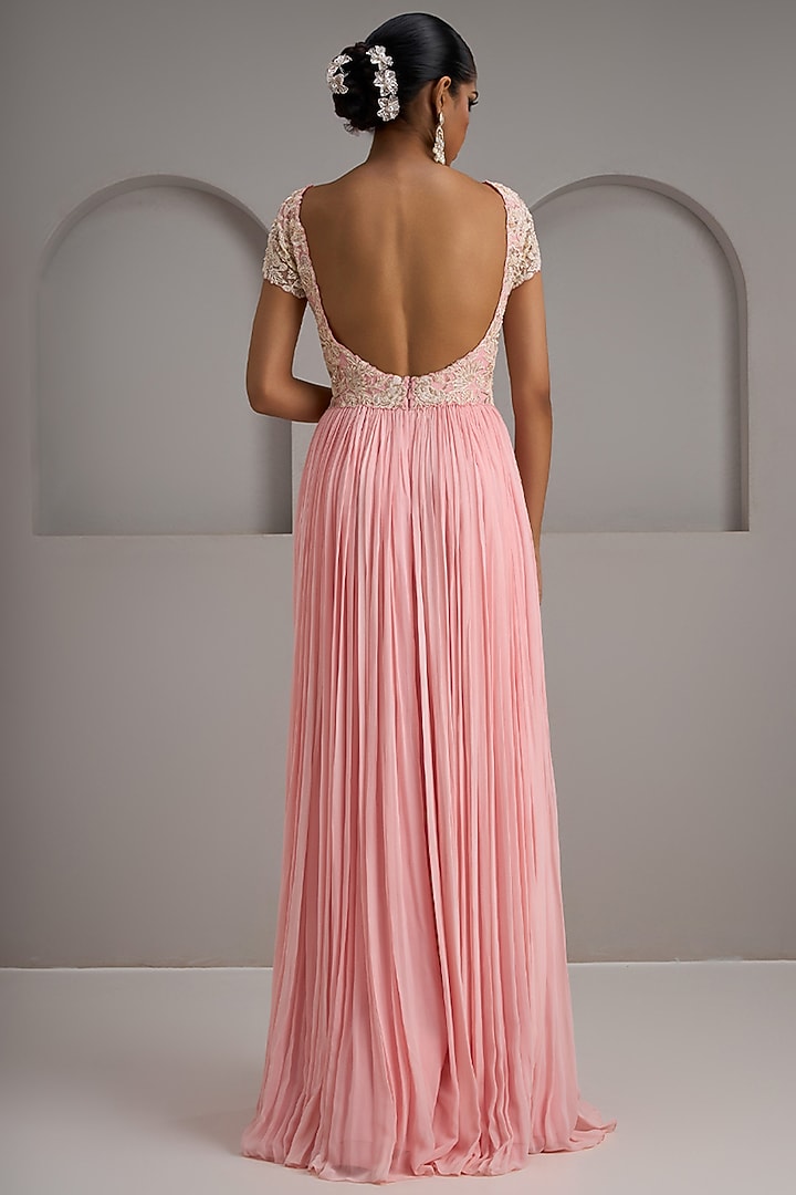 Pastel Pink Net Embroidered Engagement Gown by Maisolos at Pernia's Pop Up Shop