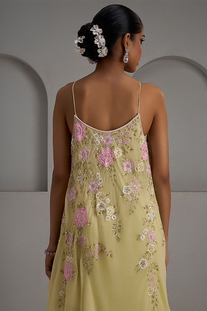 Sage Green Georgette Wedding Sharara Set by Maisolos at Pernia's Pop Up Shop