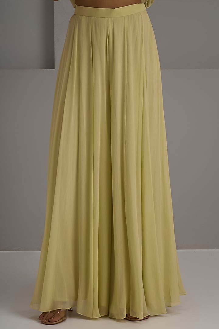 Sage Green Georgette Wedding Sharara Set by Maisolos at Pernia's Pop Up Shop