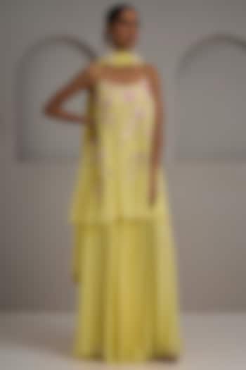 Lemon Yellow Georgette Wedding Sharara Set by Maisolos at Pernia's Pop Up Shop