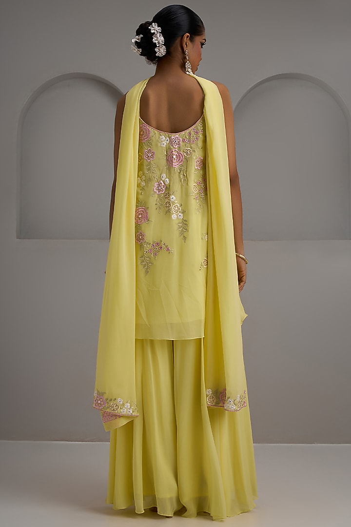 Lemon Yellow Georgette Wedding Sharara Set by Maisolos at Pernia's Pop Up Shop