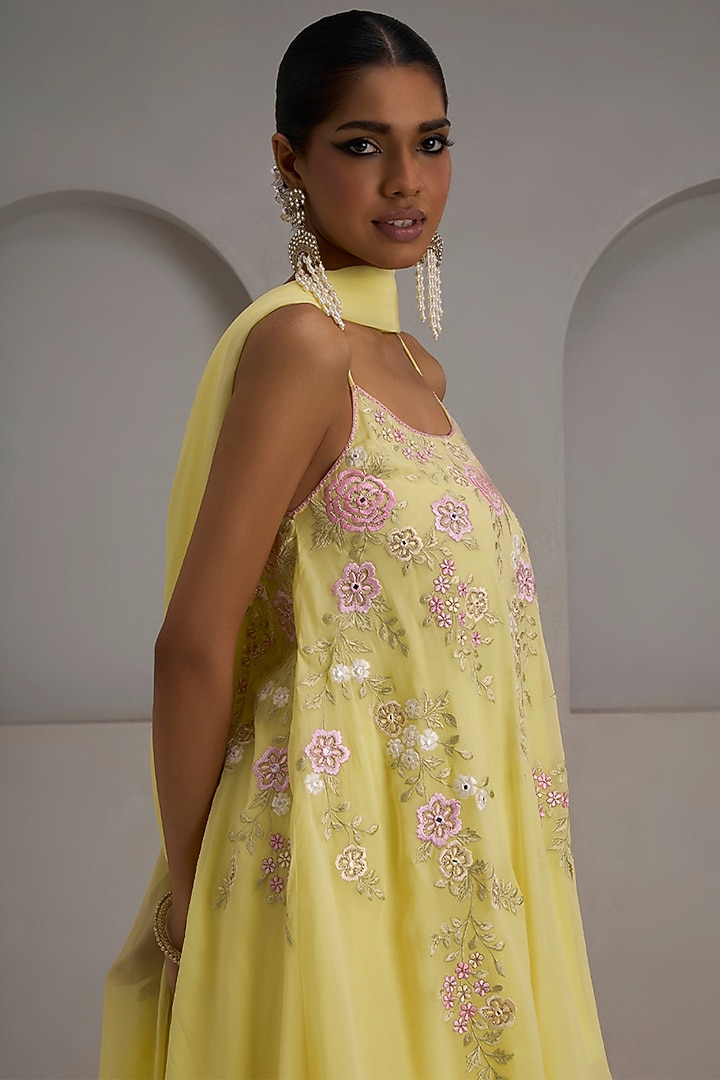 Lemon Yellow Georgette Wedding Sharara Set by Maisolos at Pernia's Pop Up Shop