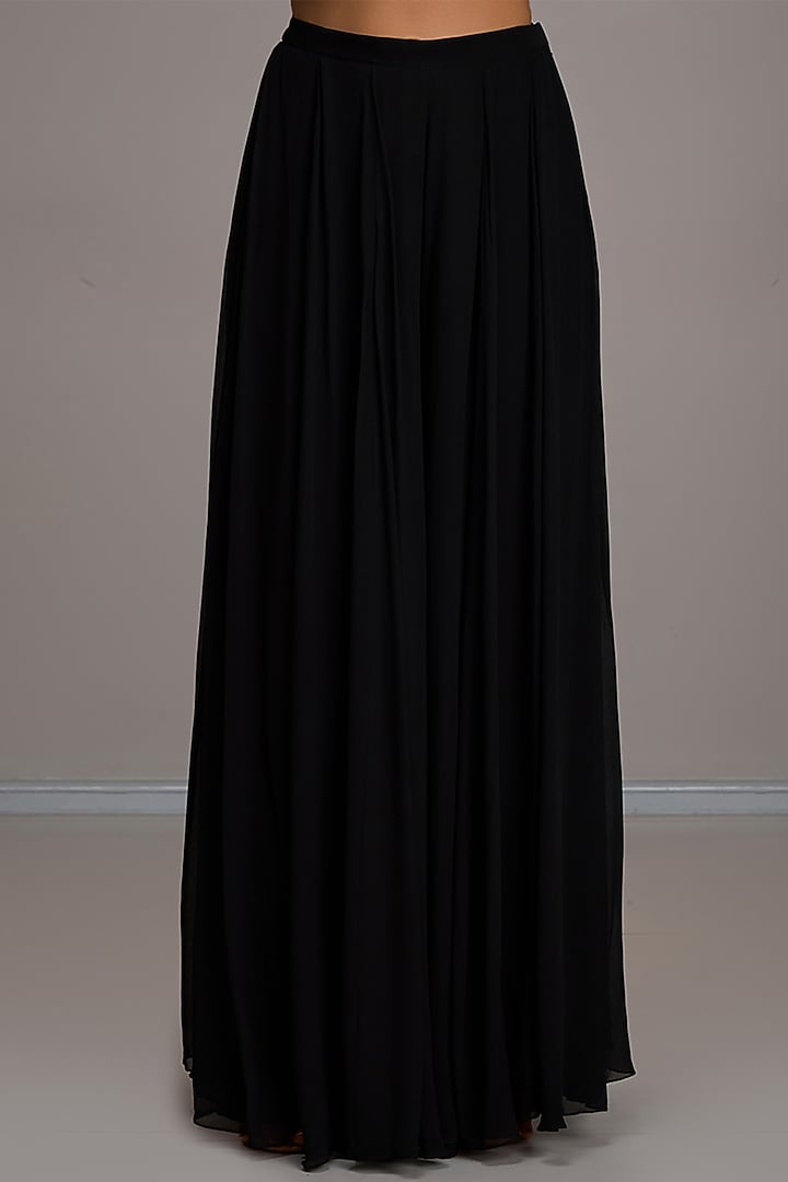 Black Georgette Flared Wedding Sharara Set by Maisolos at Pernia's Pop Up Shop