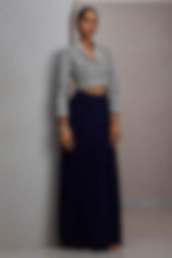 Navy Georgette Skirt Set by Maisolos at Pernia's Pop Up Shop