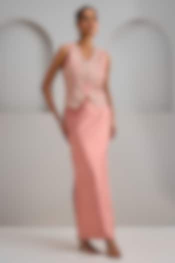 Old Rose Raw Silk Skirt Set by Maisolos at Pernia's Pop Up Shop