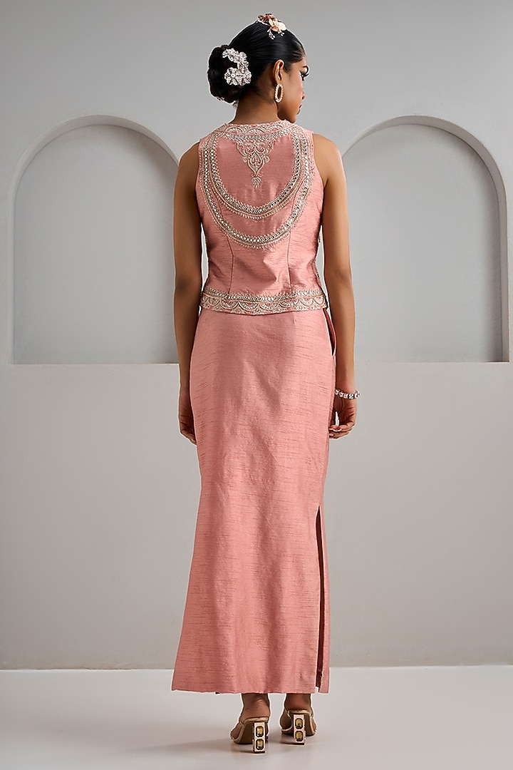 Old Rose Raw Silk Skirt Set by Maisolos at Pernia's Pop Up Shop
