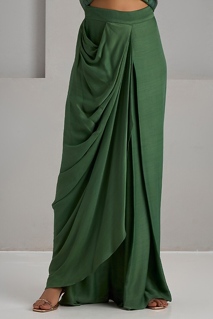 Sage Green Crepe Silk Skirt Set by Maisolos at Pernia's Pop Up Shop