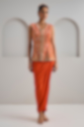 Orange Crepe Silk Skirt Set by Maisolos at Pernia's Pop Up Shop