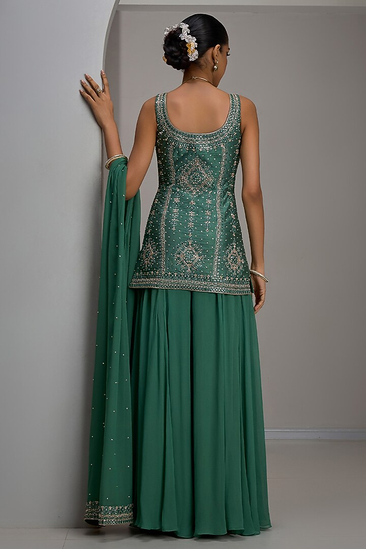 Sage Green Georgette Bridal Sharara Set by Maisolos at Pernia's Pop Up Shop
