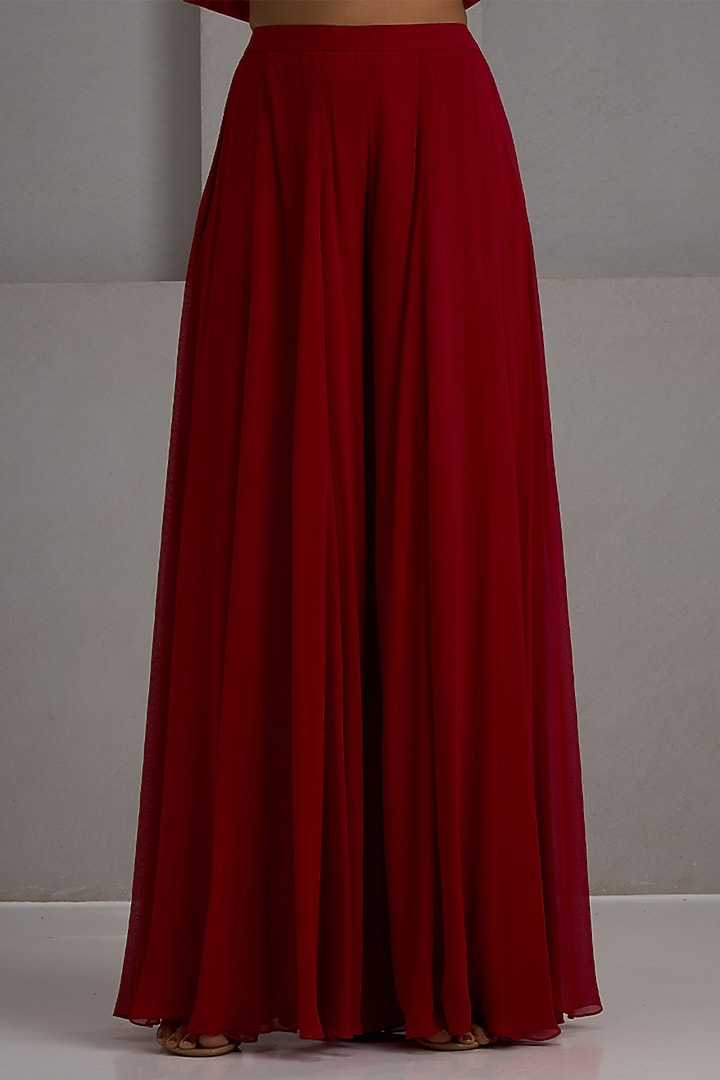 Red Georgette Bridal Sharara Set by Maisolos at Pernia's Pop Up Shop
