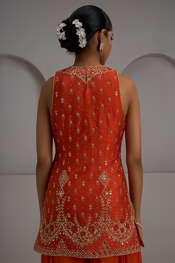 Orange Georgette Wedding Sharara Set by Maisolos at Pernia's Pop Up Shop