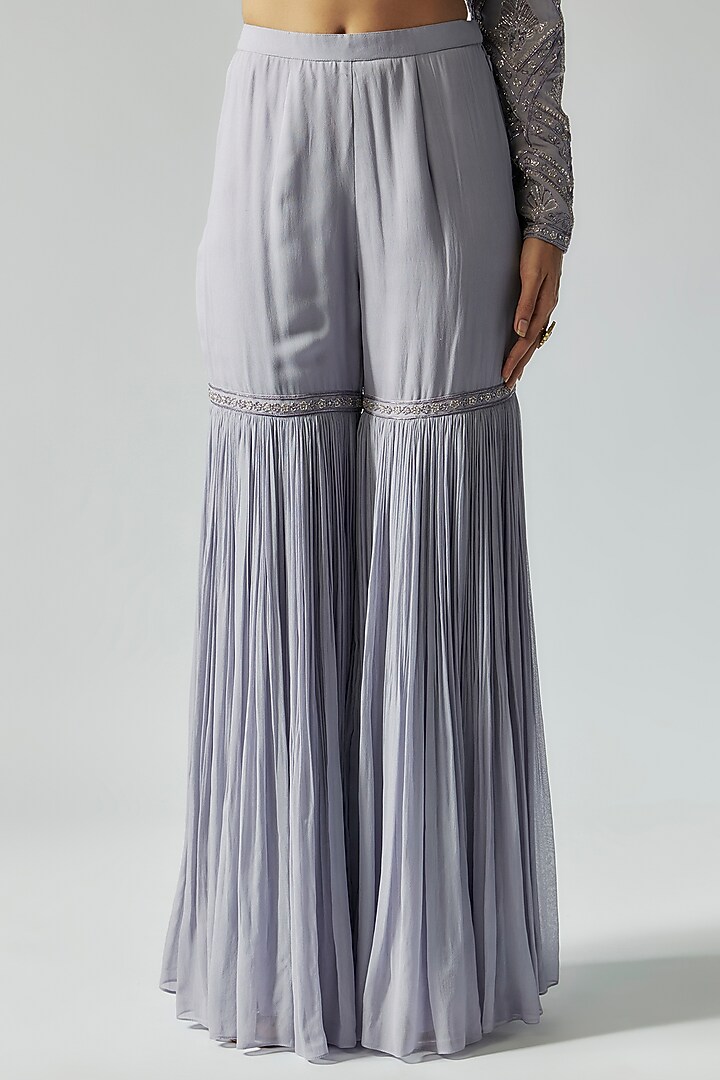 Lilac Georgette & Net Bridal Sharara Set by Maisolos at Pernia's Pop Up Shop