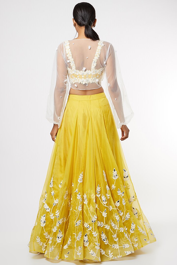 Yellow Resham Embroidered Wedding Lehenga Set by Maiti Shahani at Pernia's Pop Up Shop