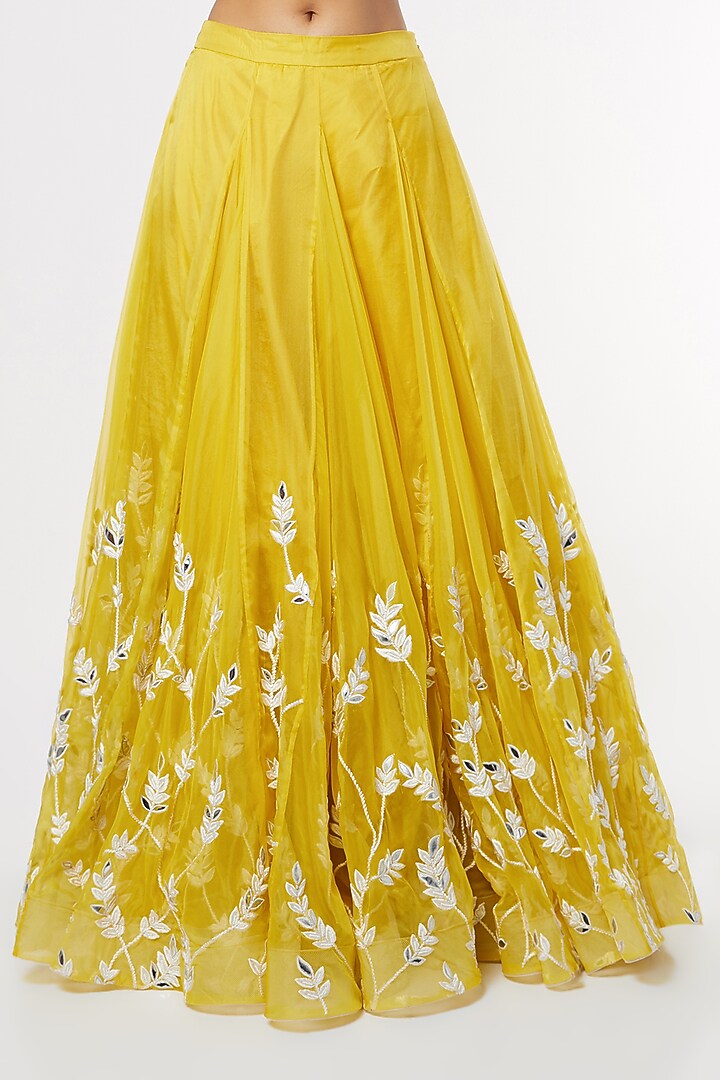 Yellow Resham Embroidered Wedding Lehenga Set by Maiti Shahani at Pernia's Pop Up Shop