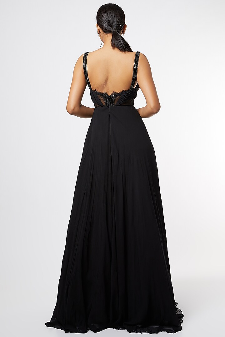 Black Sequins Embroidered Gown by Maiti Shahani at Pernia's Pop Up Shop