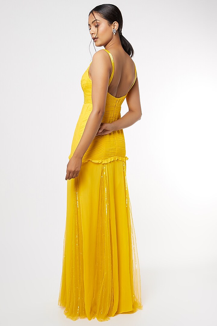 Yellow Sequins Embroidered Gown by Maiti Shahani at Pernia's Pop Up Shop