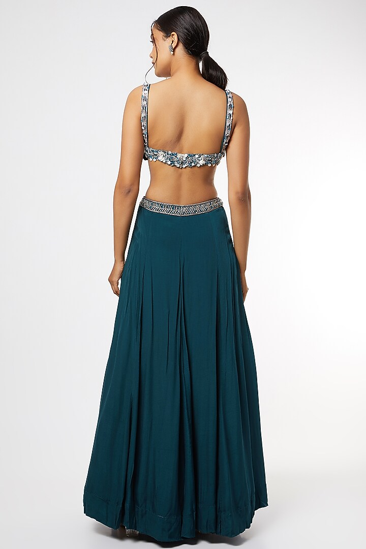 Emerald Green Zardosi Embroidered Wedding Lehenga Set by Maiti Shahani at Pernia's Pop Up Shop