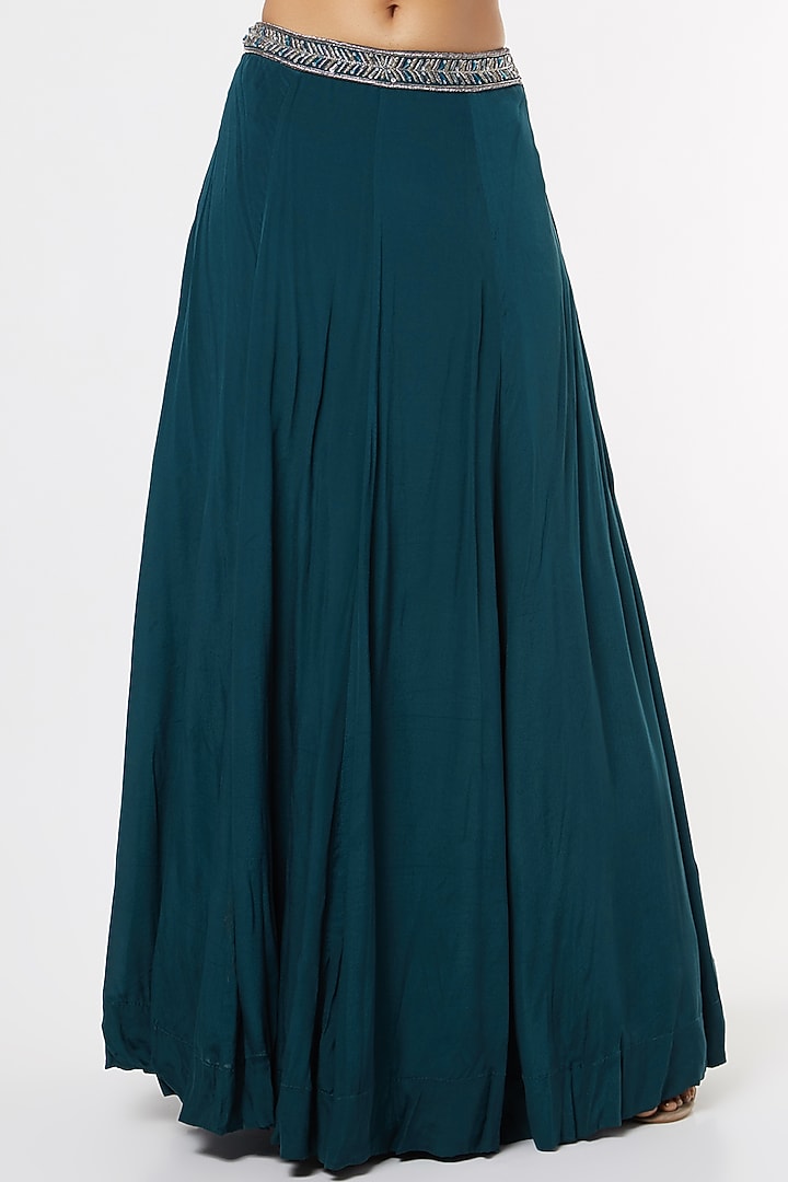 Emerald Green Zardosi Embroidered Wedding Lehenga Set by Maiti Shahani at Pernia's Pop Up Shop