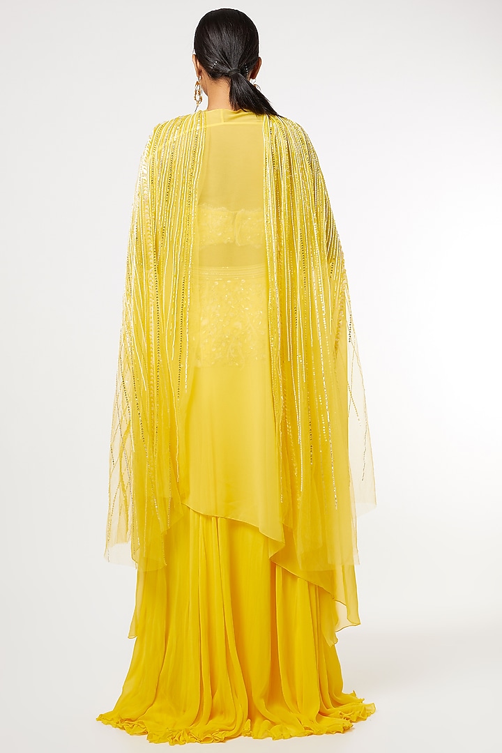 Yellow 3D Sequins Embroidered Wedding Lehenga Set by Maiti Shahani at Pernia's Pop Up Shop
