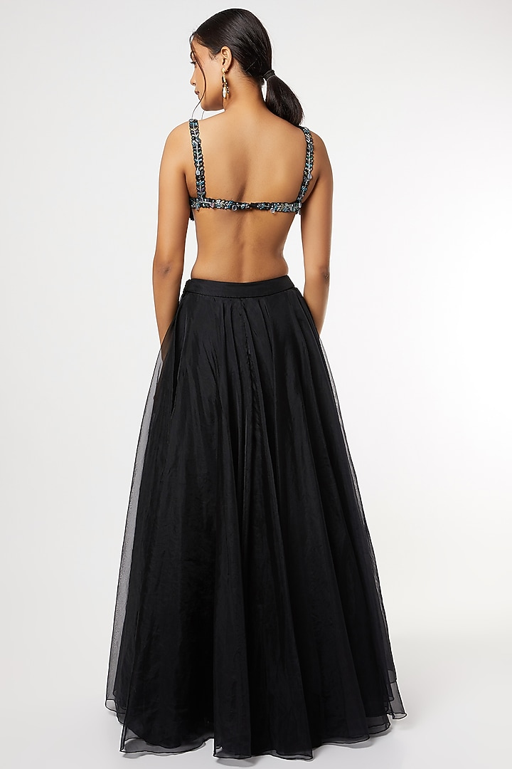 Black Organza Wedding Lehenga Set by Maiti Shahani at Pernia's Pop Up Shop